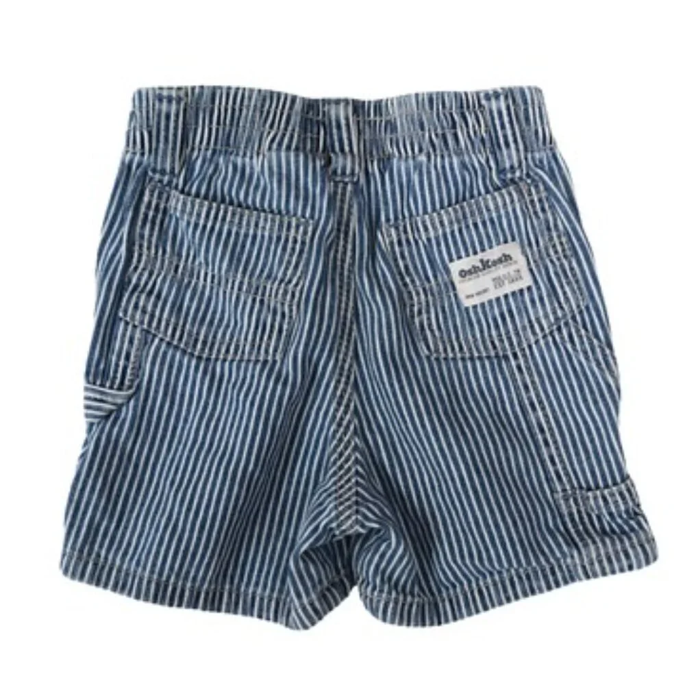 OshKosh Carpenter Shorts Stripe Baby 6M Retro Americana Workwear